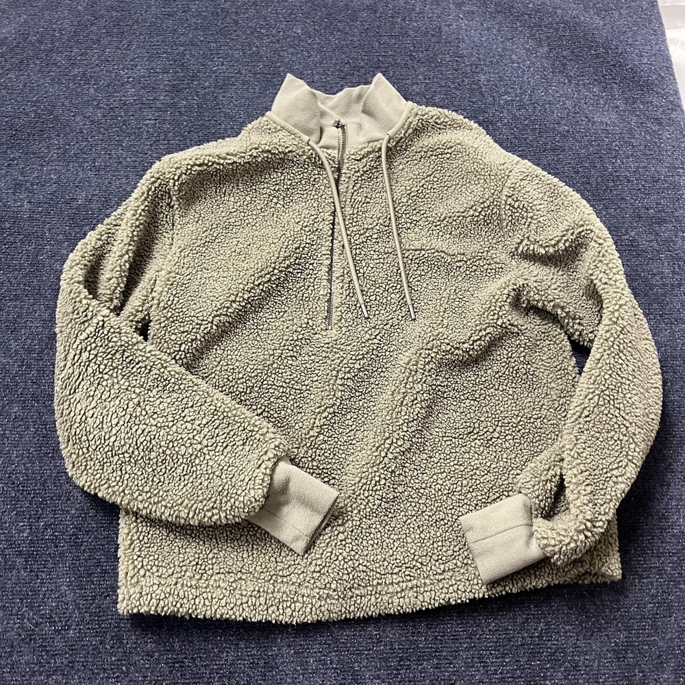 C&C California Sweater Womens Small Green Sherpa Fleece Quarter Zip Pullover